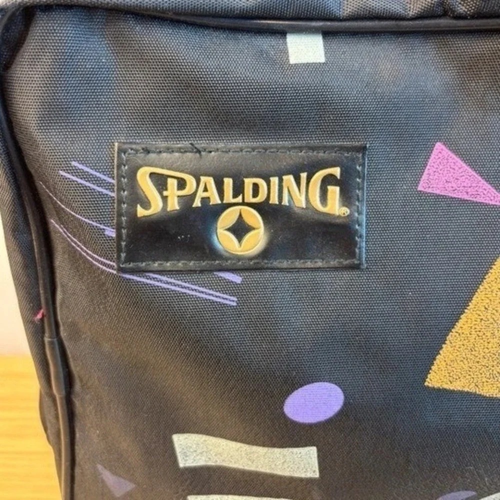 Spalding Duffel Bag Vintage 90s Geometric‎ Abstract Black Pink Purple Travel Bag